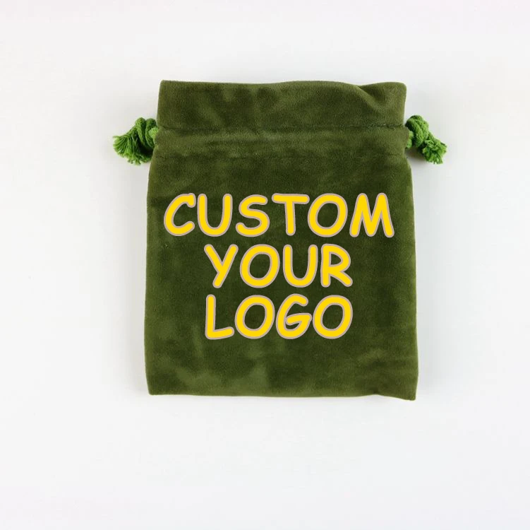 Custom dark green with drawstring jewellery soft velvet gift/jewellery bag high quality velvet bag