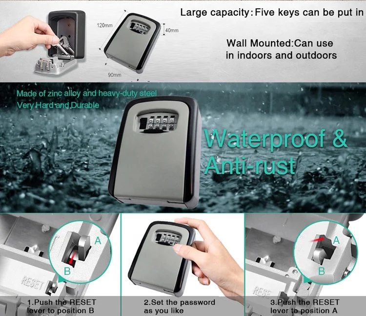 HG4-4 открытый безопасный Органайзер, комбинированный Сейф для хранения ключей, защитный замок для ключей