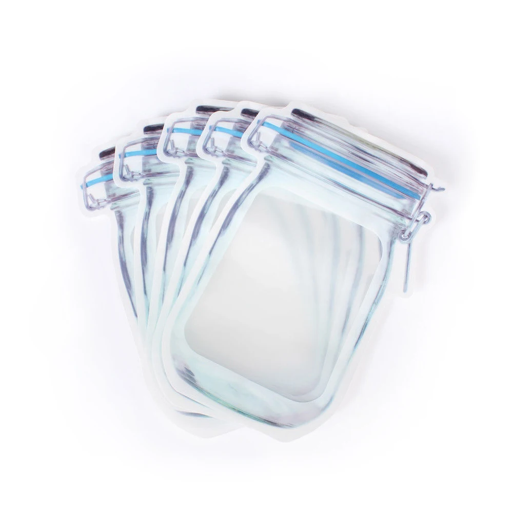 Reusable Mason Jar Bottles Bags Fresh Food Storage Bag Snack Packaging Pouches
