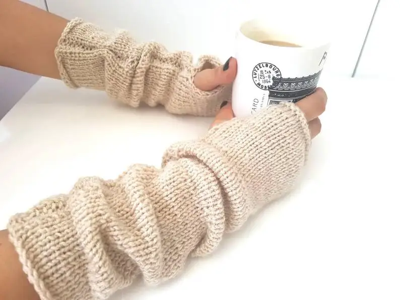 Y-Z fashion wool arm warmers Fingerless women gloves mittens knit hand Winter