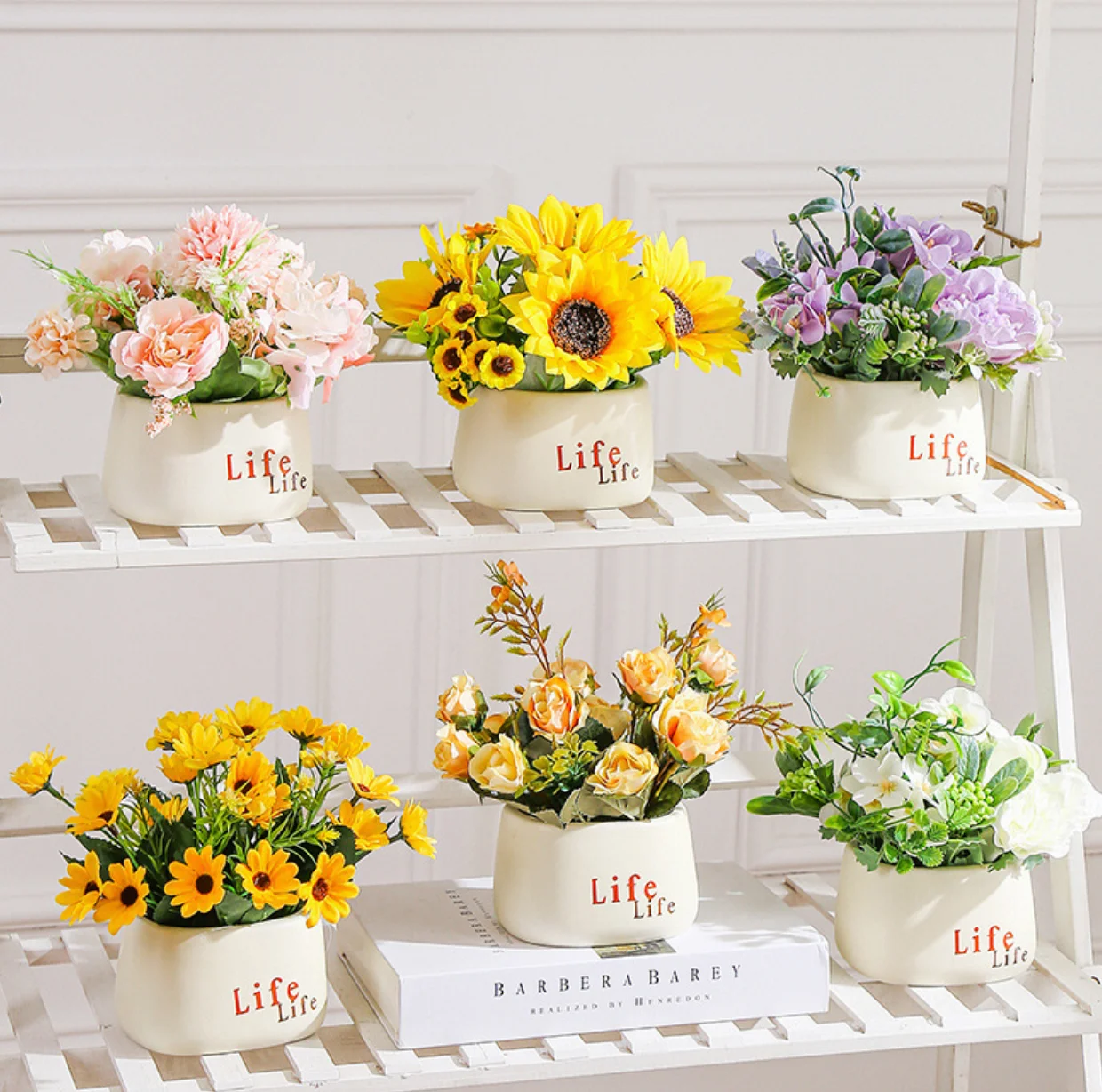 Home Office Decoration Plant Tabletop Decoration Artificial Potted Flower Mini Artificial Flowers Garden Decor Accessories