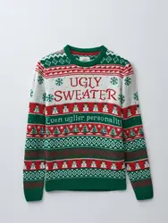 Ugly Christmas Sweater for Men 100% Acrylic Fabric Long Sleeve Round Neck Knitted Pullover Jumper Custom Logo