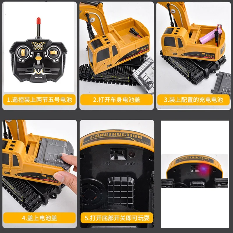 Remote control excavator toy truck rc toys construction vehicles for boys girls kids 1/24 rc tractor with rechargeable batteries