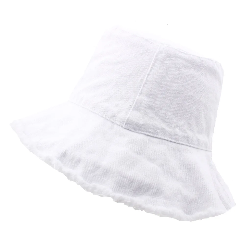 washed Cotton Bucket Hat fray edge Summer Travel Bucket Cap Beach Sun Hat Wholesale Bucket washed Hats