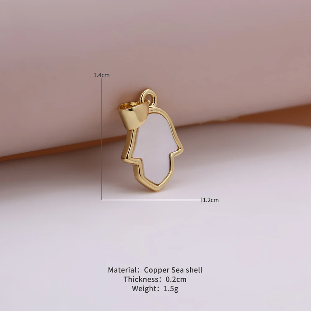 Fashion Jewelry Findings Components Natural Mother of Pearl Dainty Tiny Hamsa Hand Charms Pendants For Jewelry Making