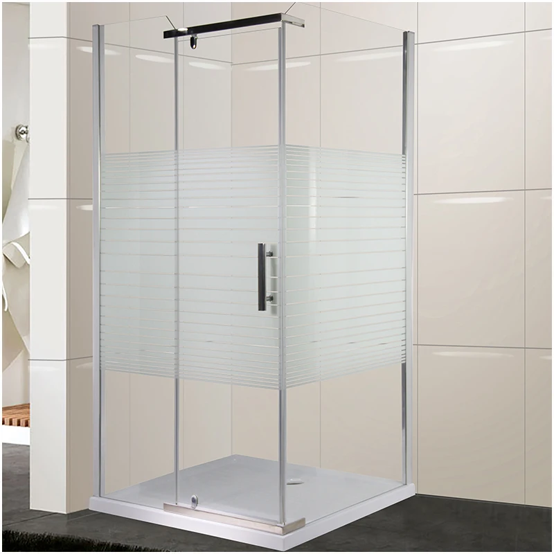 Stand up Inside Moving Shower Door Kit Square Sliding Door Bathroom Glass Rectangle ABS Aluminium Contemporary 6mm 3 Years BAIQI