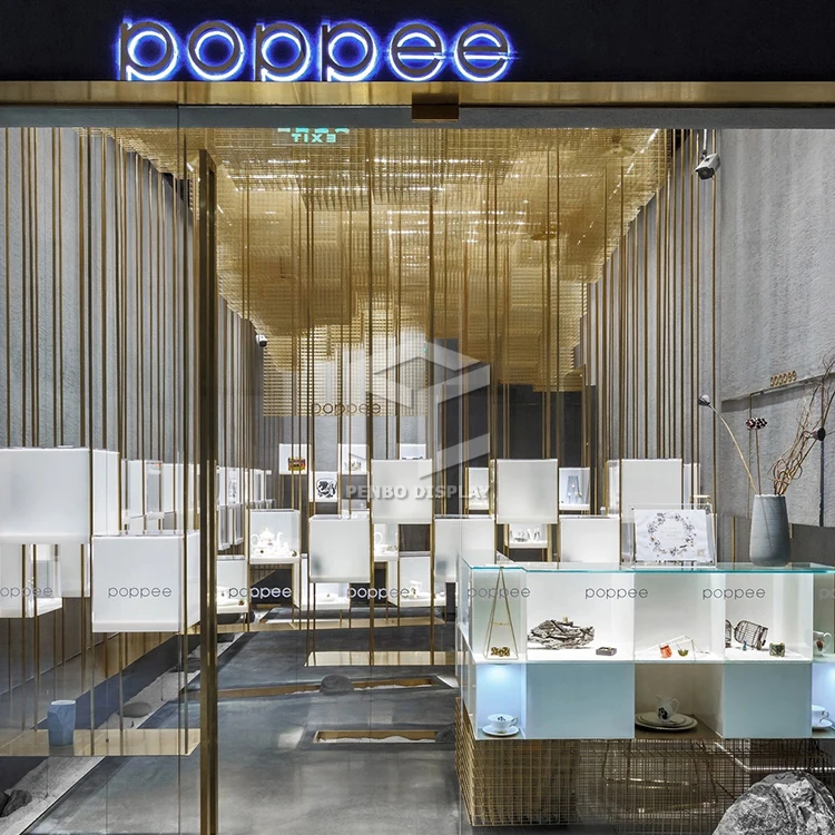 Jewelry display showcase cabinet glass jewellery shop counter equipment decorations design retail store furniture