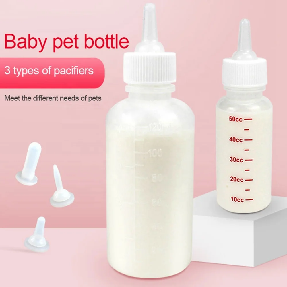 50ML Puppy Kitten Feeding Bottle Set Pet Dog Cat Bady Nursing Water Milk Feeder with Cleaning Brush Newborn Cat Drinking Bottle