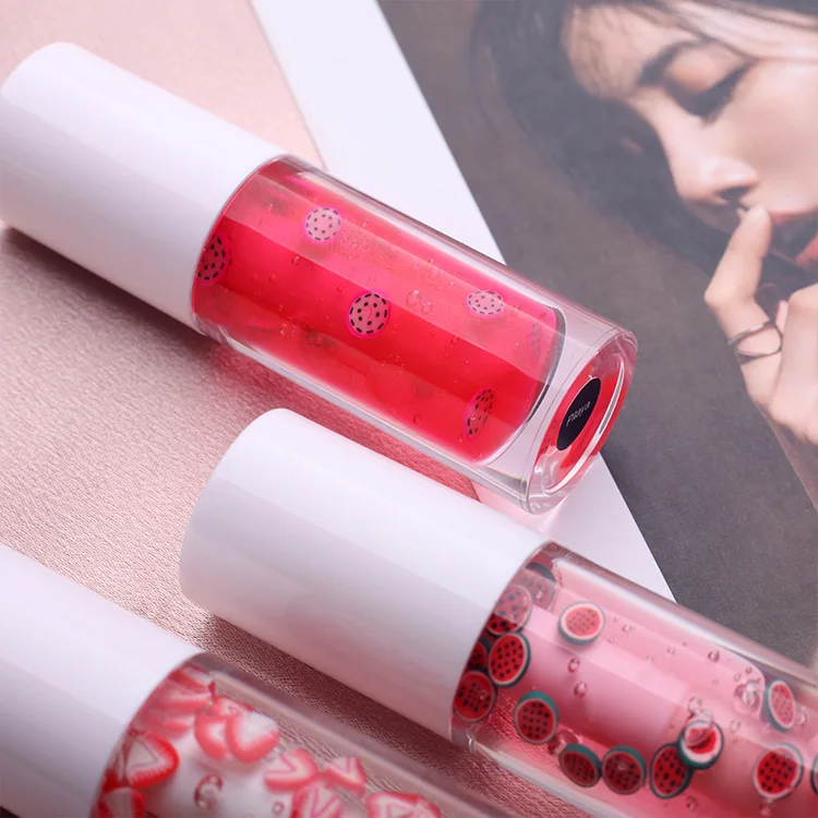 New Goods Transparent Cute Liquid Lip Gloss Clear Natural Color Fruit Flavor Plumper Fruit Glow Lip Oil Lip Plumping Gloss