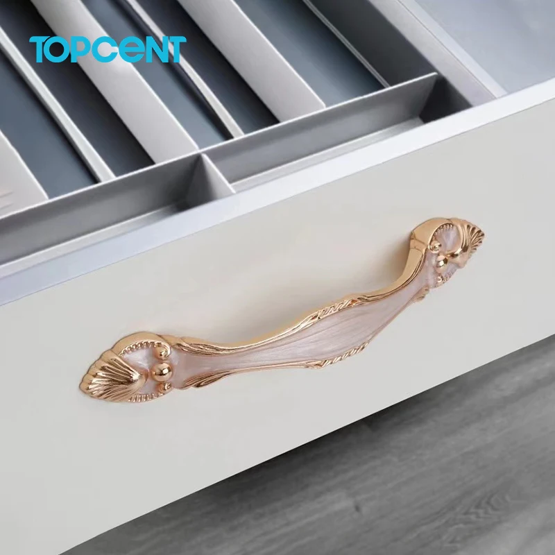 TOPCENT Zinc Alloy Custom Kitchen Cabinet Hardware Aluminum Bedroom Furniture Pulls Handle Light Electroplating Anti Layer Knob
