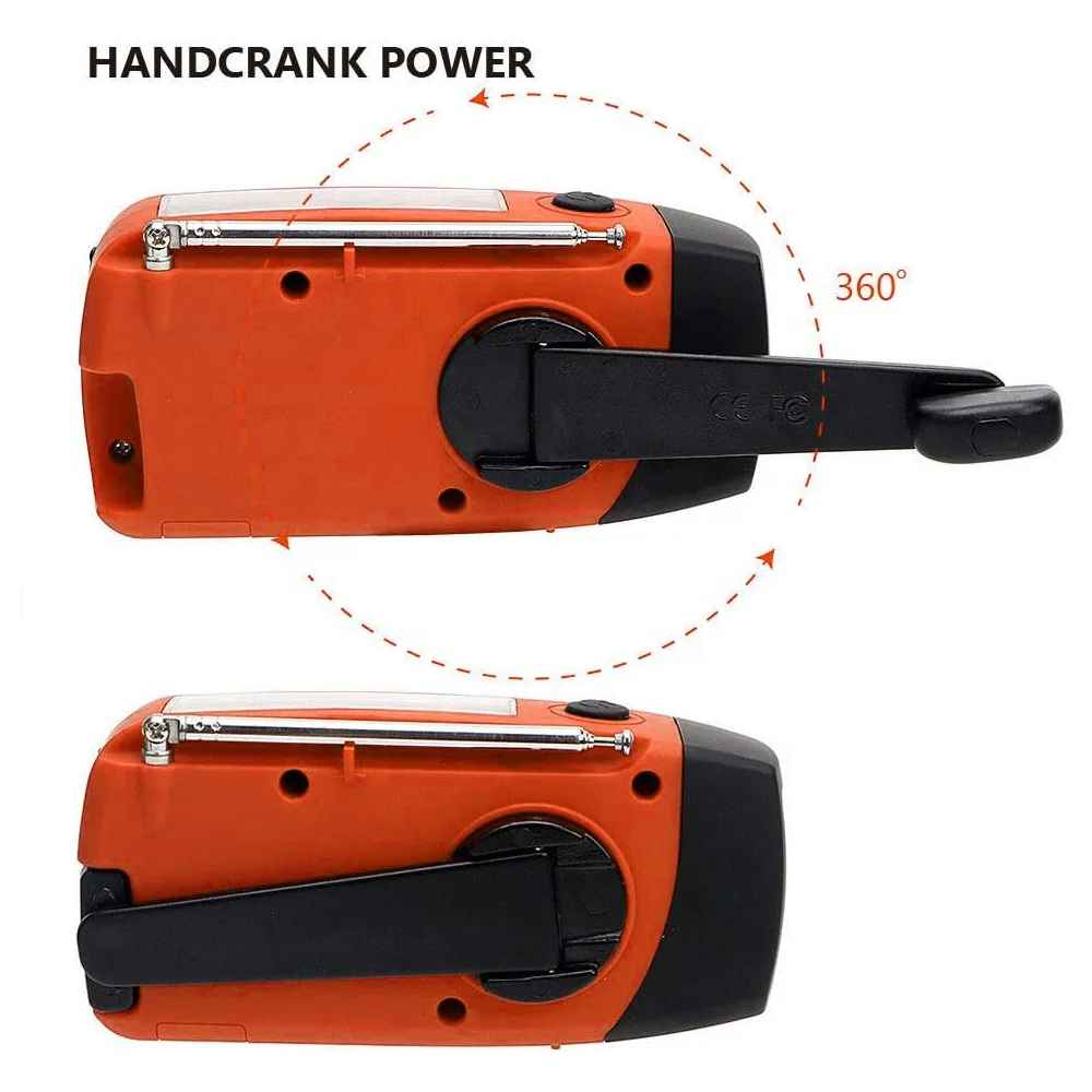 Factory Wholesale Cheap Emergency Solar Radio 2000mAh AM FM Hand Crank Solar Radio Portable