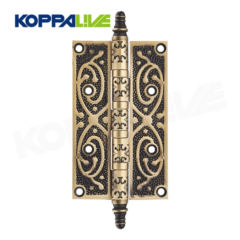 Koppalive European luxury adjustable 4inch 5inch brushed brass ball bearing butt hinge wood door cabinet hinges