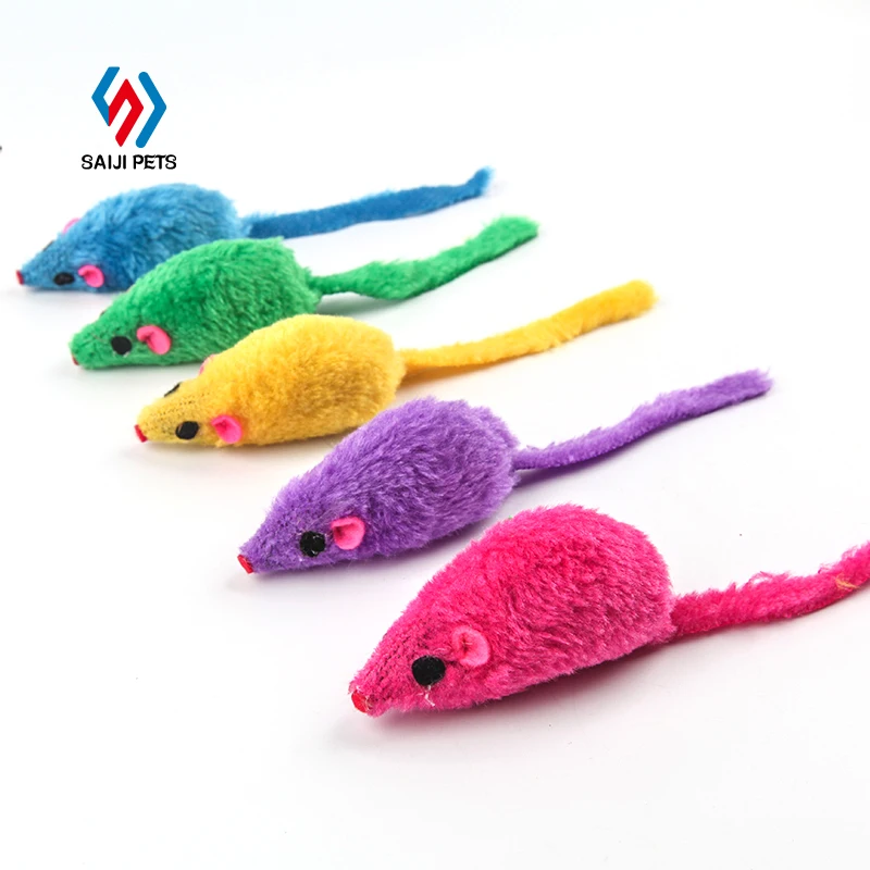 Saiji, лидер продаж, цветная игрушка-пищалка для домашних животных, игрушка-мышь для кошек, плюшевые игрушки для кошек