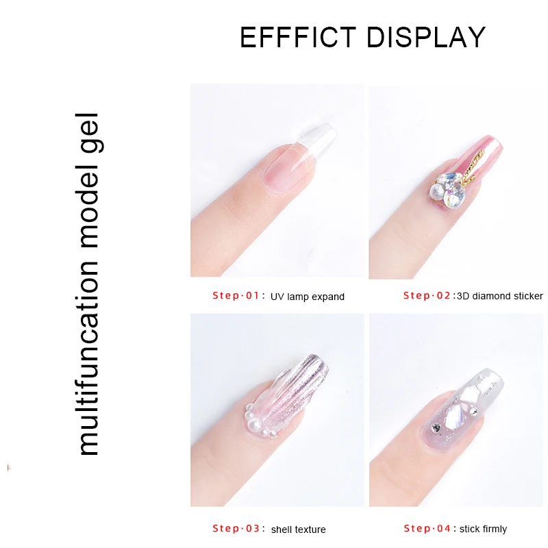 High Quality Hot Sale  Nail Extension 5g 30g 50g No Sticky Clear Jelly Gel Polish Use With UV Lamp For Rhinestones Decorations