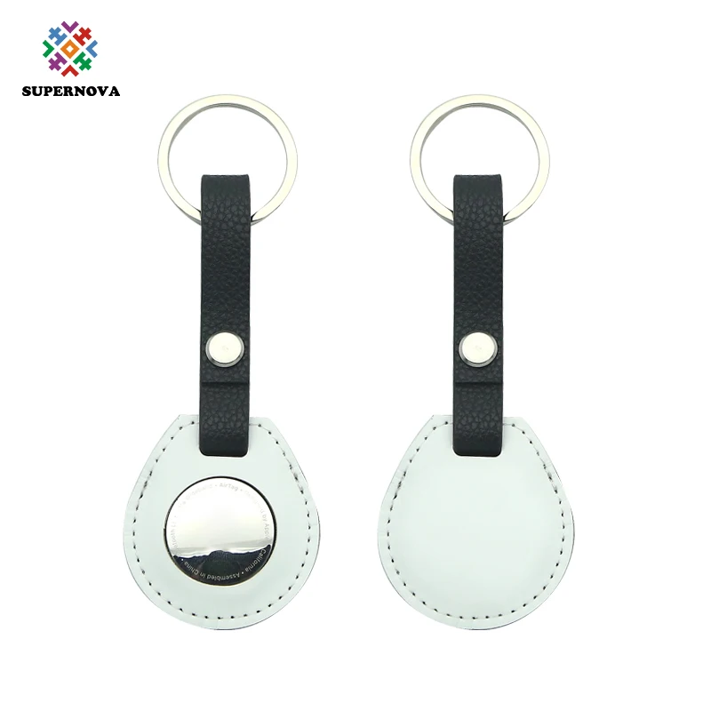  Sublimation Blank Leather Case for Apple AirTags Keychain Air tag Holder Tag Key Ring Cases Tags Protective