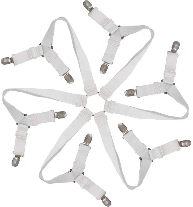 Оптовая продажа с фабрики, 6 перекрестных зажимов для простыни, регулируемые эластичные ремни для простыни любого размера