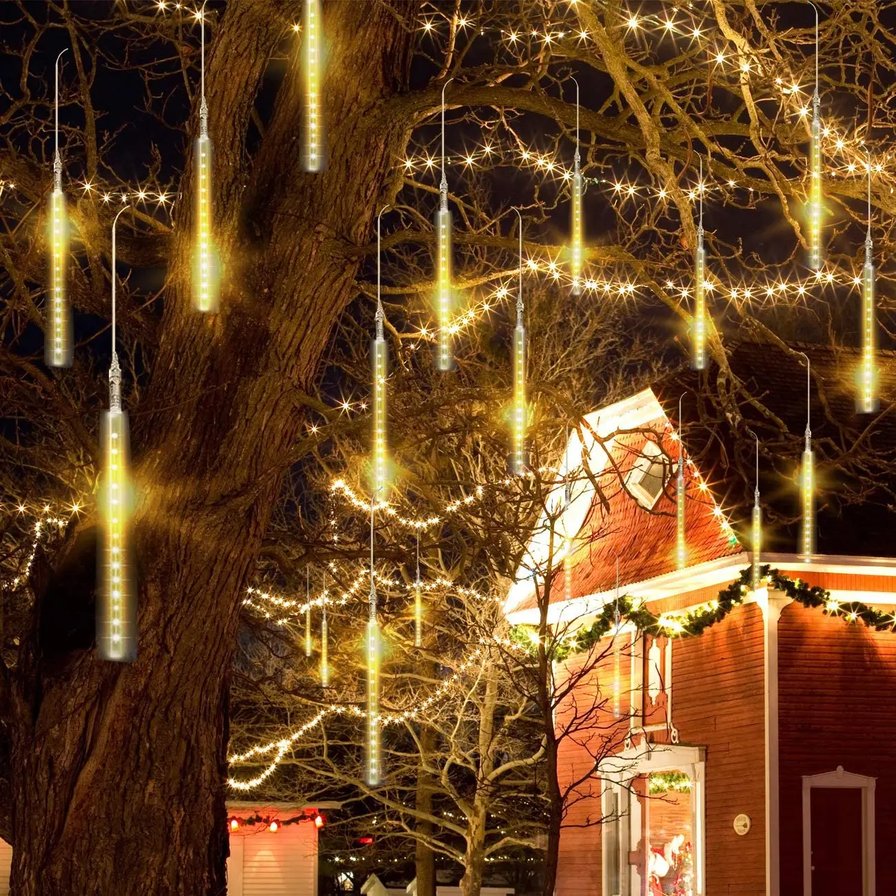 Meteor Shower LED String Lamp 30CM LED Lamp Tree Decorative Lamp Decorative Garland Solar Outdoor Waterproof 30 Garden 65 360 85