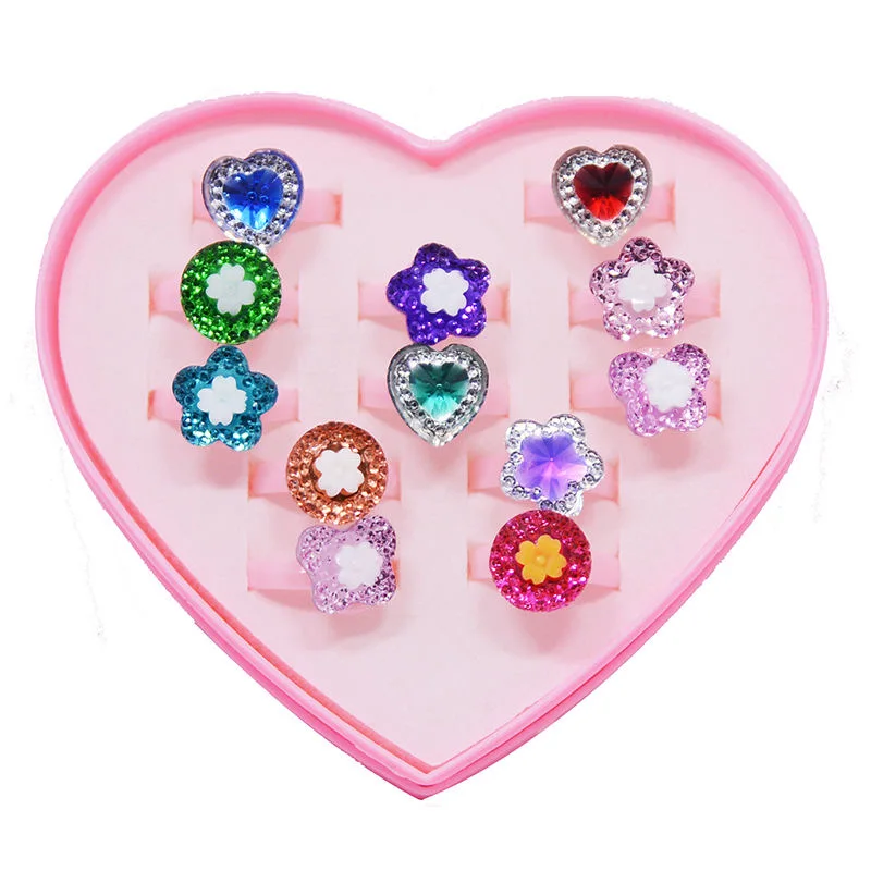 Cute Cartoon Gift Round Flower Crown Rings For Girls Children Jewelry Crystal Zircon Butterfly Ring for Kids Gift