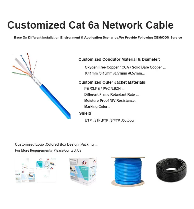 High Quality Shielded Twisted Pair cat6a cat 6a FTP SFTP Outdoor Internet Network Communication Cable 305M Per Coil