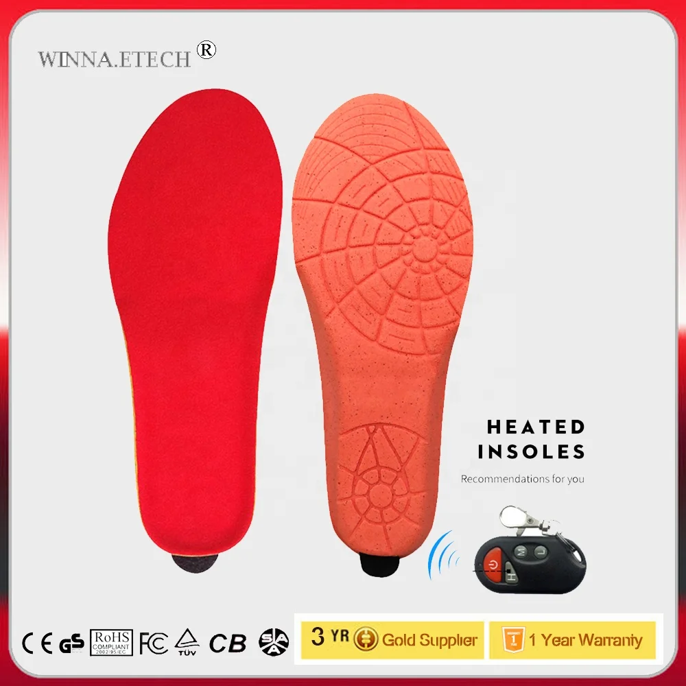 Winter Warm Electric Heated Insoles with Remote Control 2000mAh Battery Heating Shoe Insoles Pads For Skiing/Camping