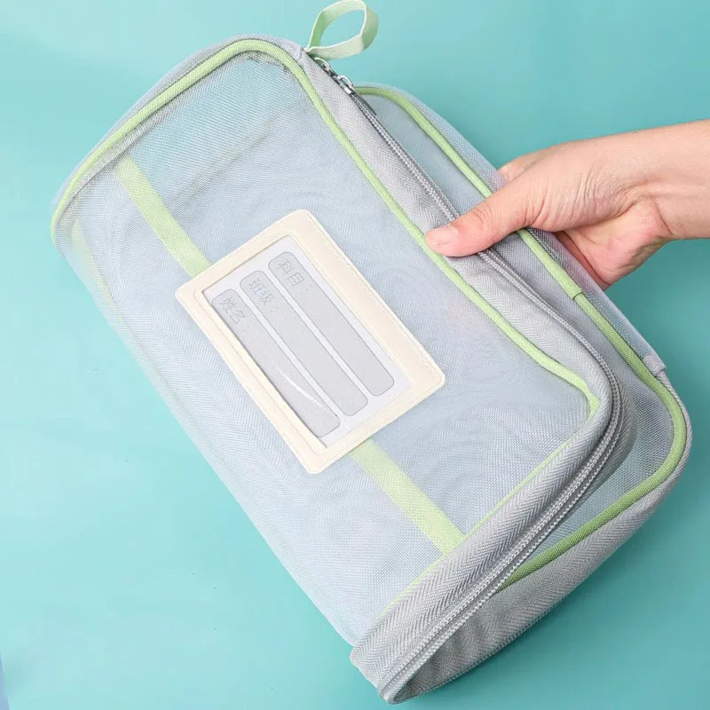 A4 Double Nylon Mesh Grade Bag Transparent Student Test Document Bag Book Homework Storage Bag