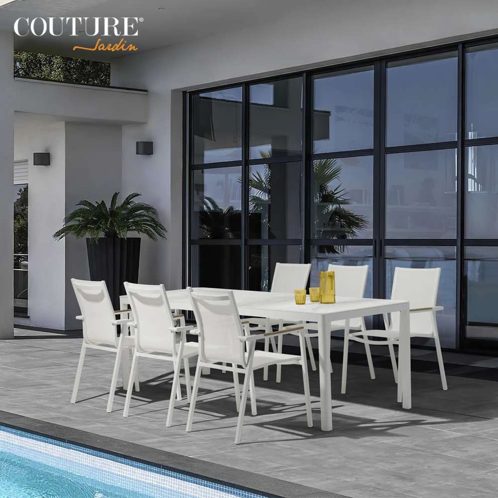 Couture Jardin Ella Outdoor Furniture Set Garden  6 Seater Dining Tables And Chairs Set