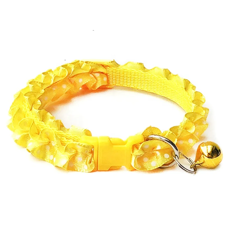 High Quality Lace Cute Dots Airtag Ring Braided Small Dog Collar Cat Neck Collars with Bell