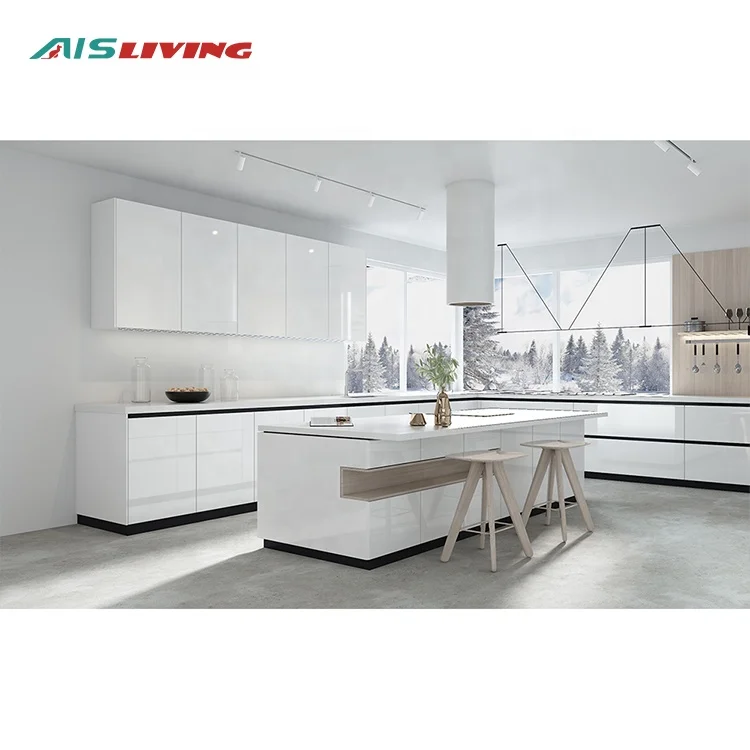 2022 New Sample China Matt Lacquer Luxury Modern High Gloss White Kitchens Furniture Islands Designs Modular Kitchen Cabinet Set