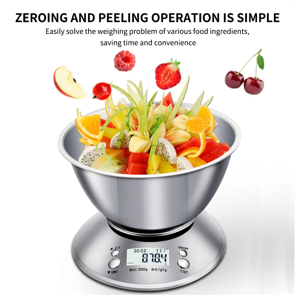 Design of Stainless Steel Cooking Kitchen Scale Food Scale 5kg/1g Digital Kitchen Scale