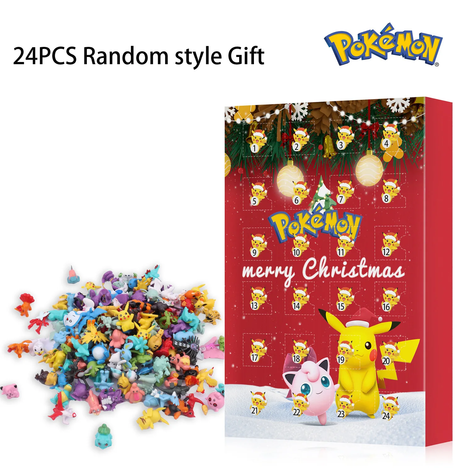 Advent Calendars 24pcs Pokemon Christmas Blind Box Pokemon Christmas Calendar Box Action Figures Anime pikachu
