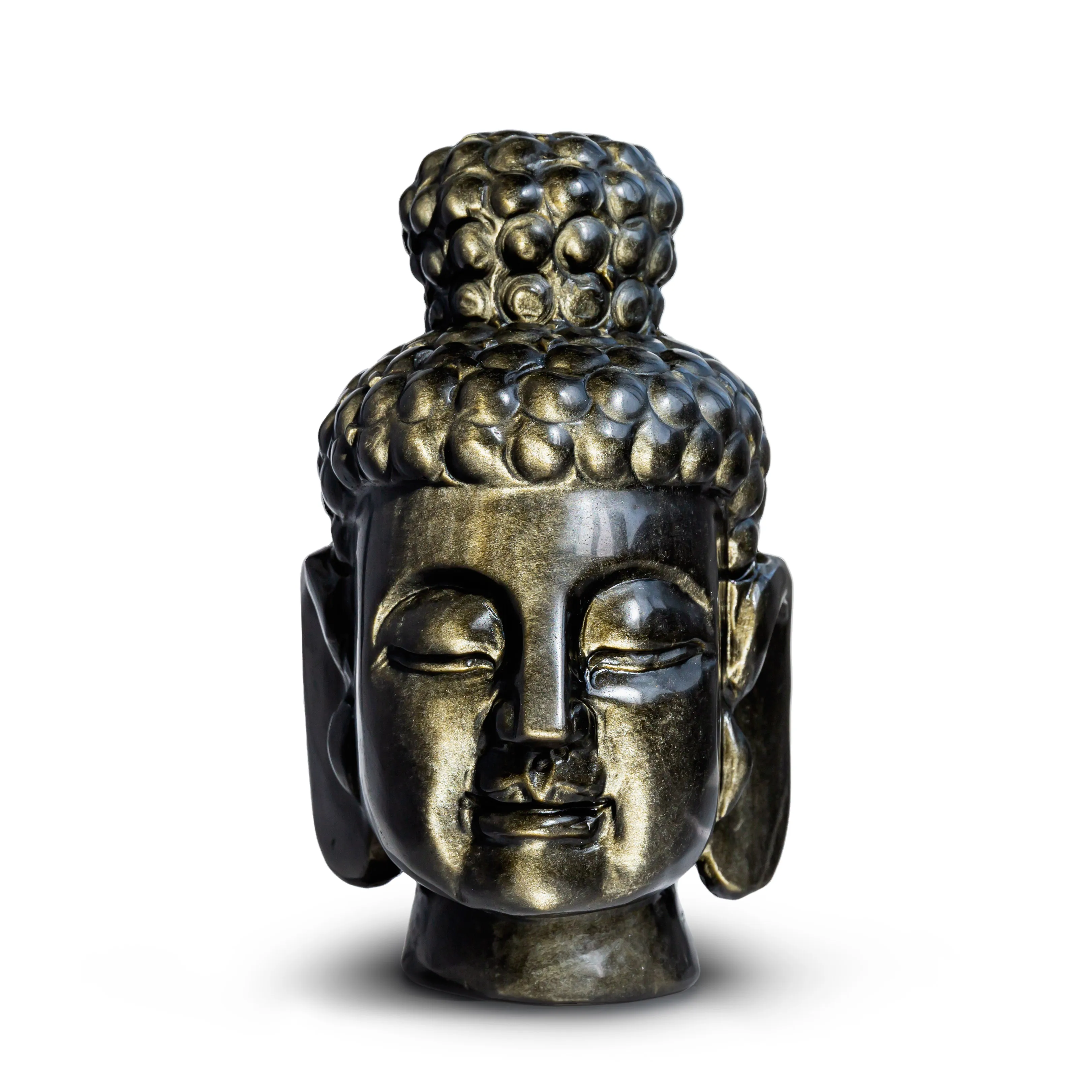 High Quality Crystal Crafts Gemstone Golden Obsidian Buddha Head Skulls Natural Crystal Stone
