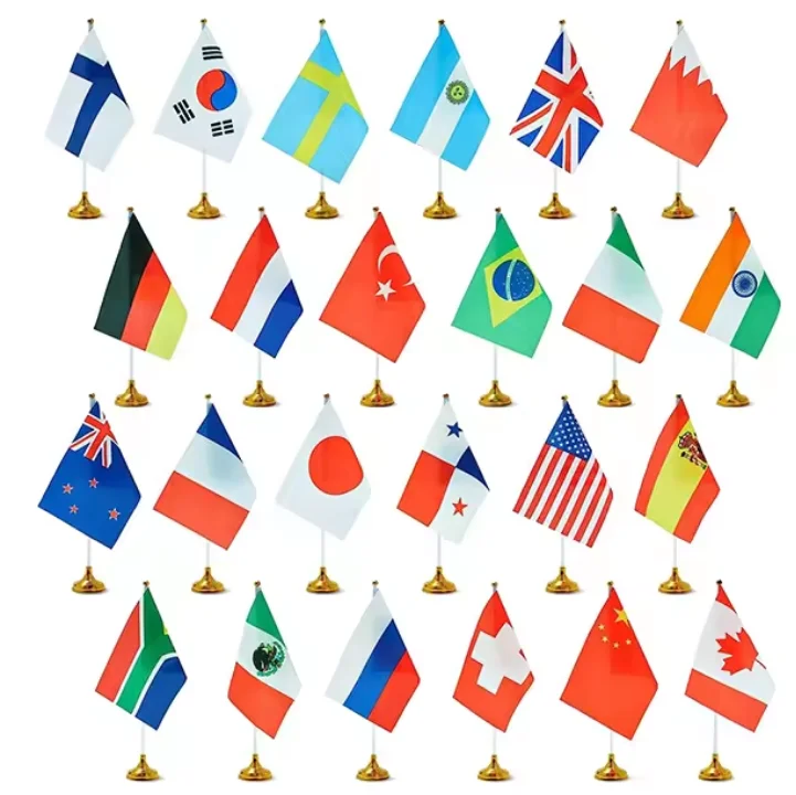 Table Flag aluminum  Pole And Base Digital Printing Fabric 5.5*8.2 inch