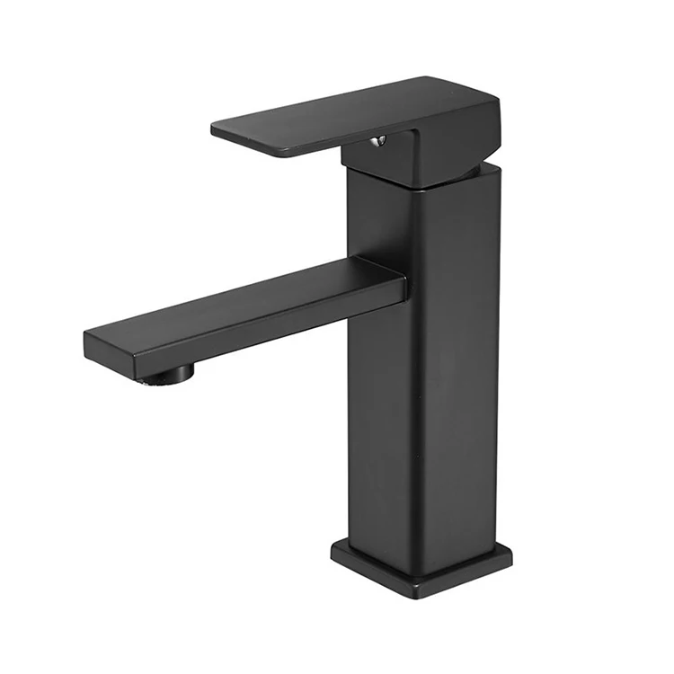 Black Paint Square Bathroom Sink Faucet Single Handle Basin Faucet Wash Tap Bathroom Basin Faucet