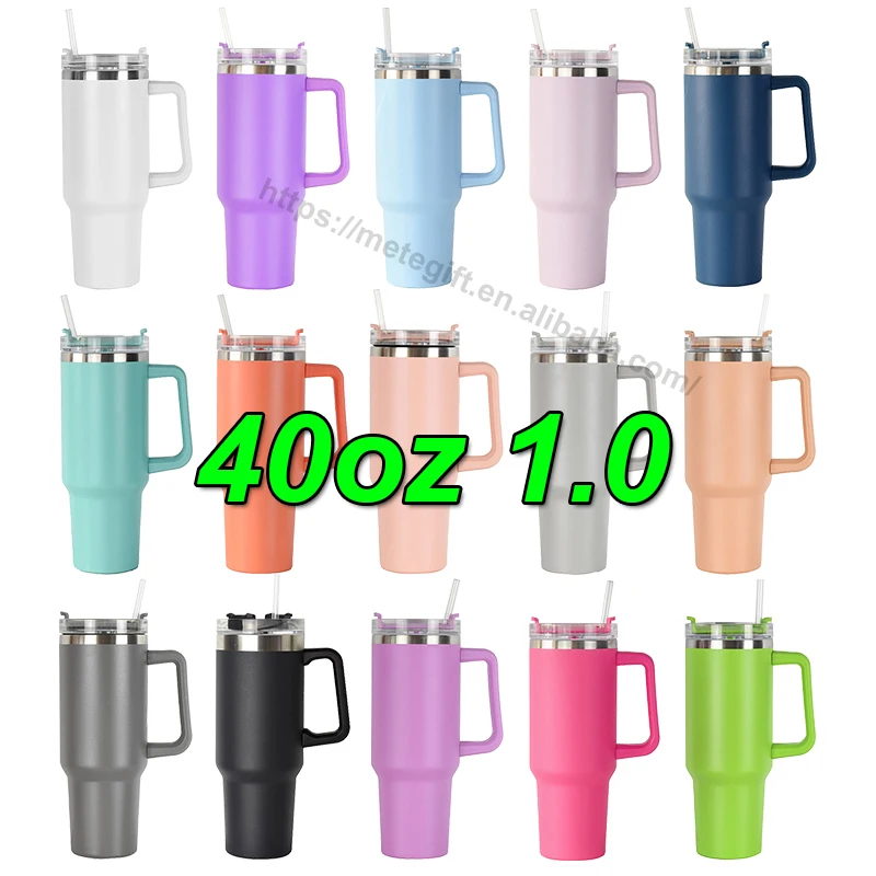 Wholesale Bulk Stainless Steel Double Wall Insulated  40 oz 40 oz Cup Mug Tumbler with Handle Stanleys Quencher Travel and Straw