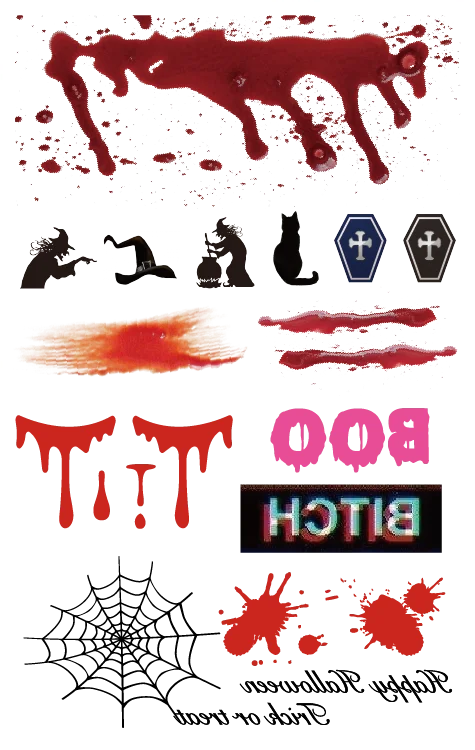 Custom Horror Big Mouth Face Scar Spider and Pumpkin Makeup Spooky Party Tattoo Sticker Halloween Temporary Tattoo