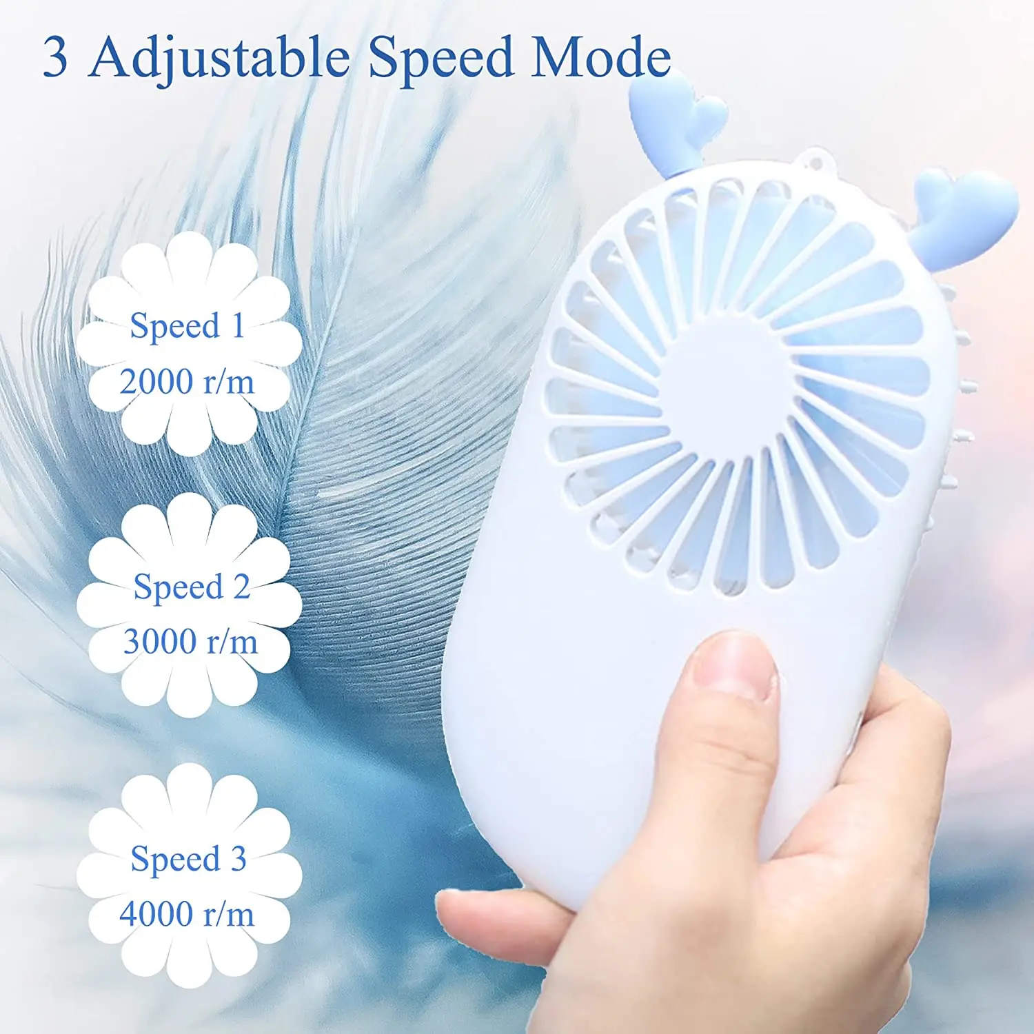 Outdoor portable small fan USB socket charging silent pocket fan easy to carry color printing pattern