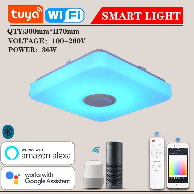 36W Wifi Voice Control RGB White Tuya App Control CCT Color Changeable Smart Led Ceiling Light