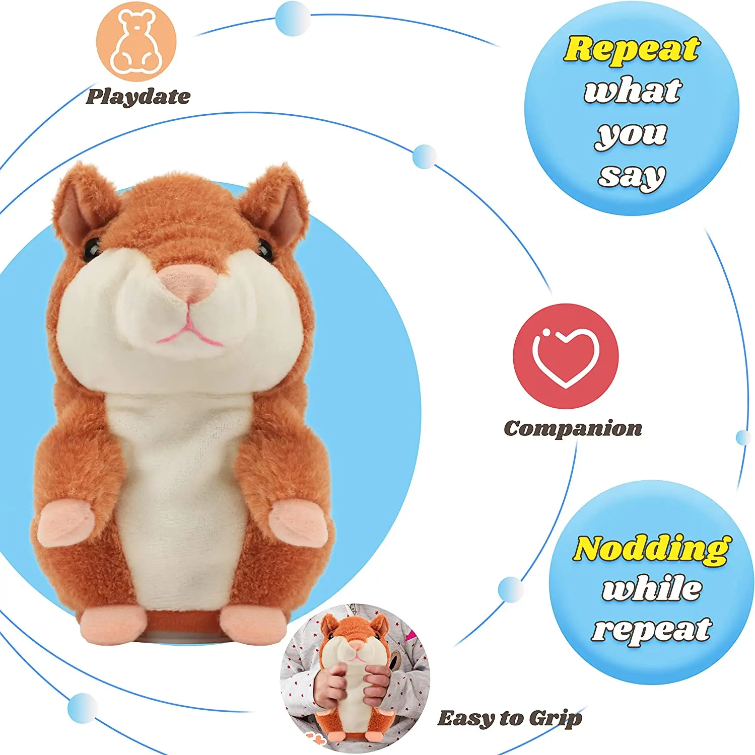 Коричневый 6-дюймовый говорящий хомяк повторяет как вы говорите морская свинка кивает Интерактивная электрическая анимированная игрушка подарок для малышей девочек