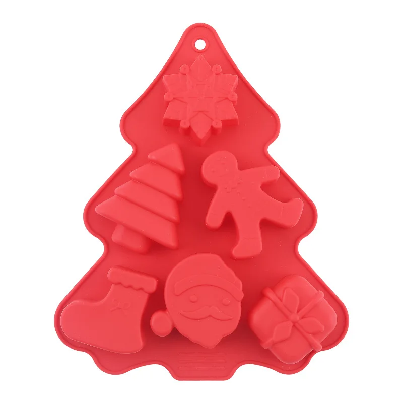 Creative Christmas Tree Cake Mold 6-hole Silicone Cake Mold Kitchen Baking Tool DIY Chocolate Cake Mold