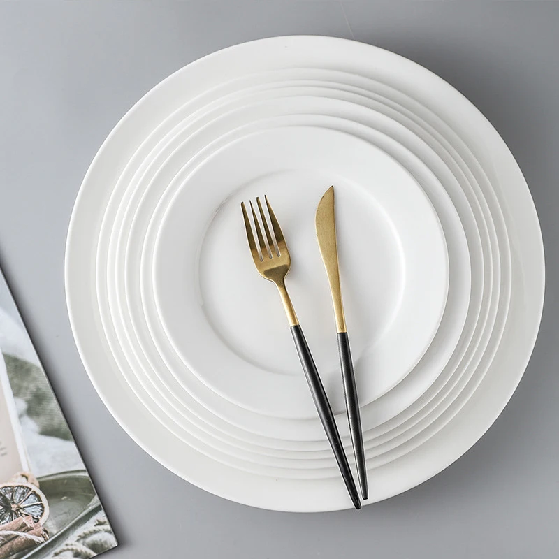 Hot Selling Bulk White Bone Ceramic Dinner Plate Modern Round Design Weddings Parties Style Versatile Packaging