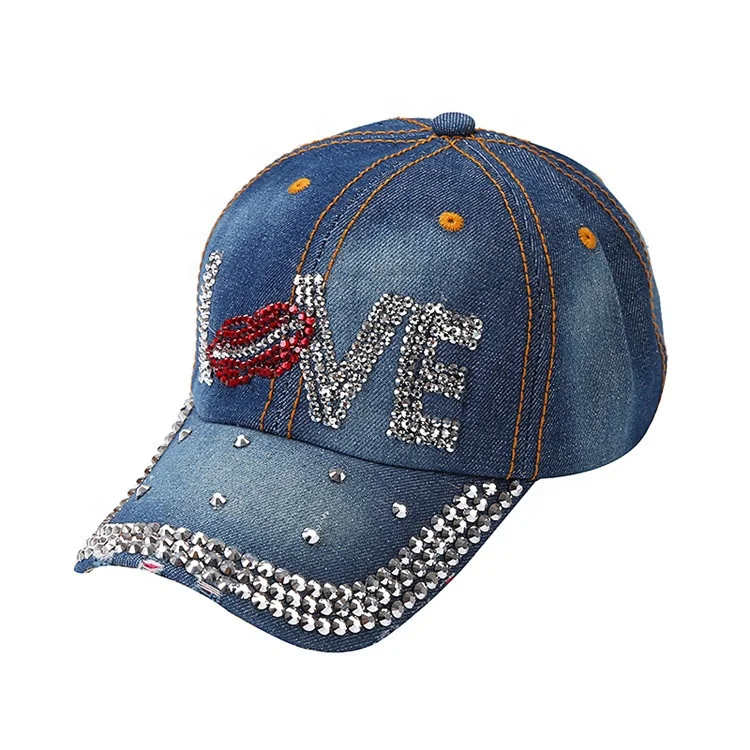 Wholesale Bling Rhinestone Custom logo Sport Dad Outdoor Baseball other hats & caps For Women Men
