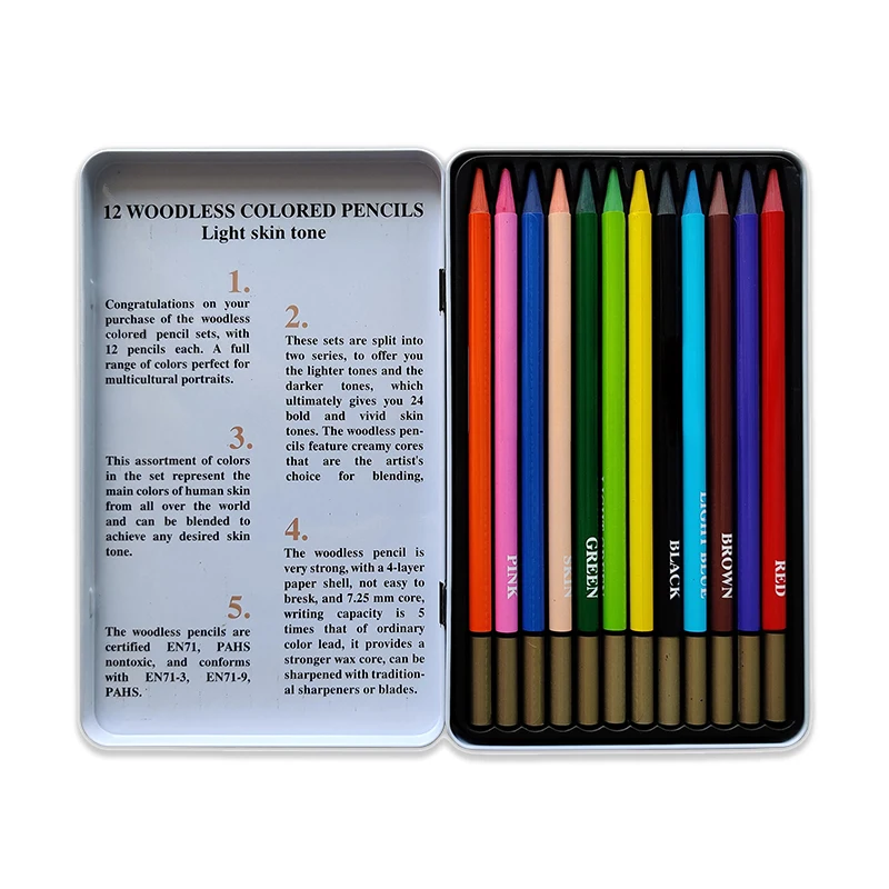 Art supplies woodless colored pencil 12 color pencils for kids
