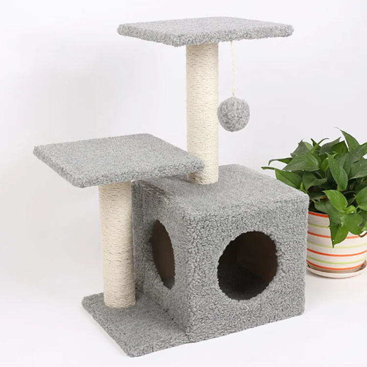 Factory Everyday Sustainable Stocked Large Luxury Indoor Wood Cat Tree Furniture For Large And Small Cats