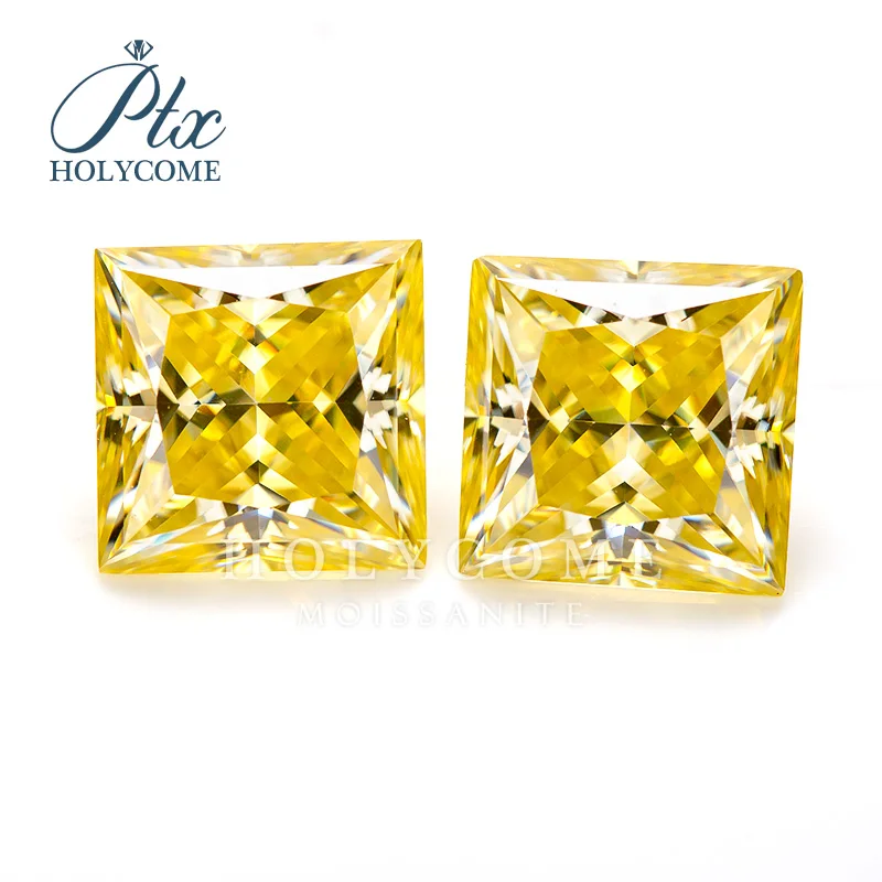 Holycome 3EX past diamond tester VVS fancy yellow diamond princess cut wholesale loose moissanite