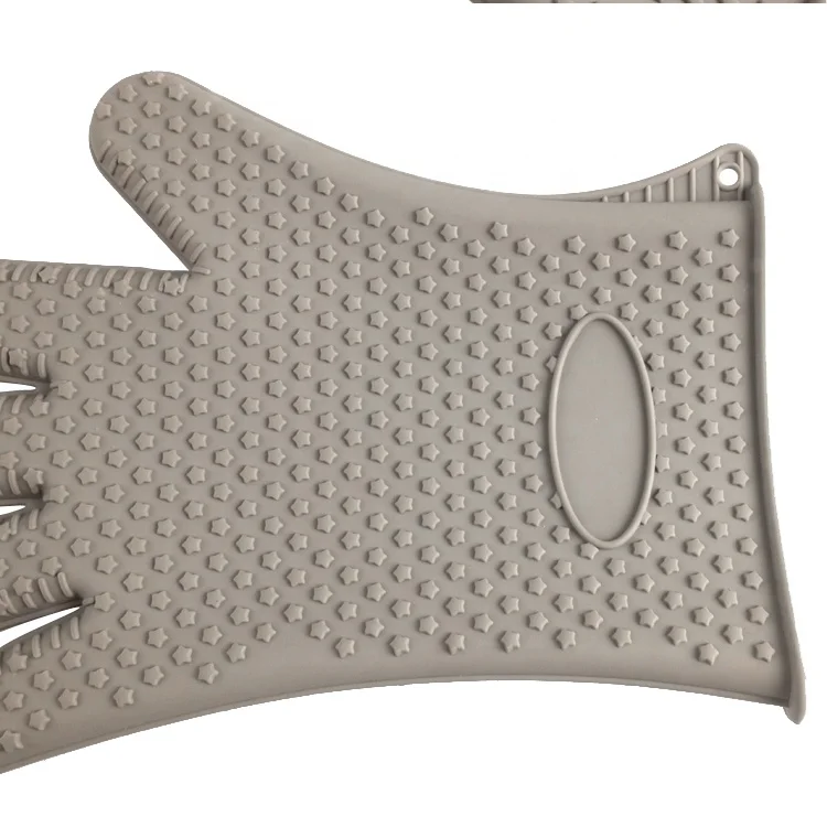 Star Shape Pattern Silicone BBQ Glove Kitchen Oven Mitts Heat Resistant for Baking Grilling Frying Barbeque with Fingers