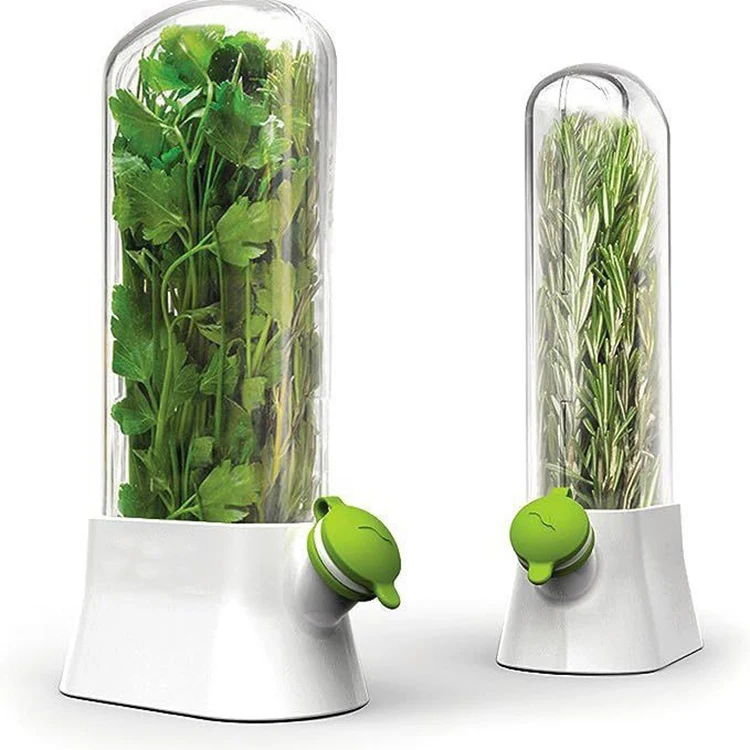 Fresh Herb Keeper for Refrigerator-Space-Saving Cilantro Container for Fridge - Herb Saver for Cilantro, Mint & Asparagus