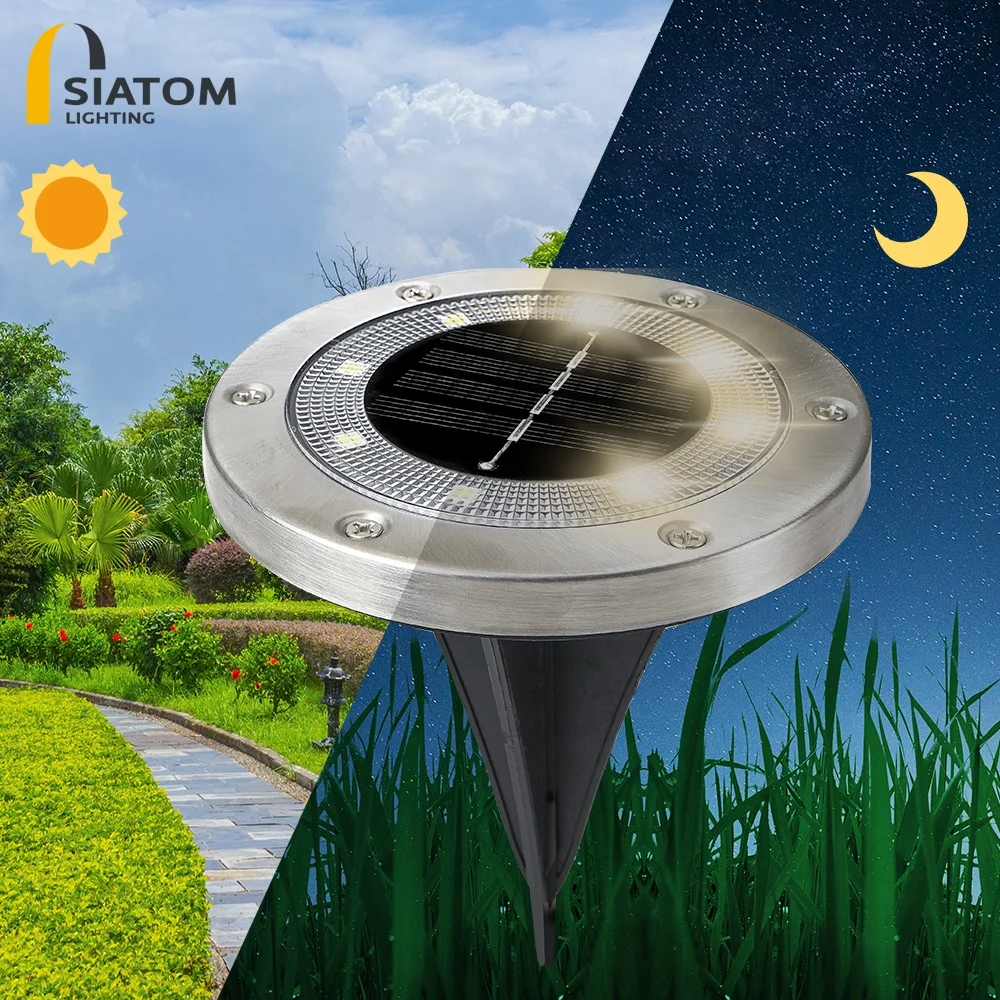 New Upgrade 6 Screws Solar Round Light Waterproof Pathway Stainless Steel Buried Lamp With Sensor
