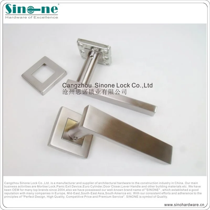 Door Lever Handle on Square Rose Stainless Steel 304/ For Internal External Door Mortise Lock/ EN1906 door handle