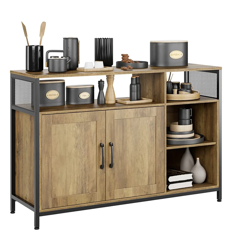 Accent Sideboard Buffet with Storage Wood Floor Storage Cabinet with Doors and Shelves