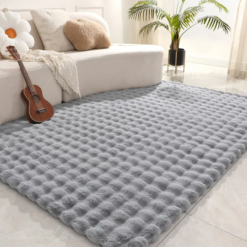 Soft Cozy Plush Fluffy Super Soft Rabbit Faux Fur Rug Carpet Jacquard Faux Rabbit Fur Rug for Couch Bed Sofa Chair Living Room